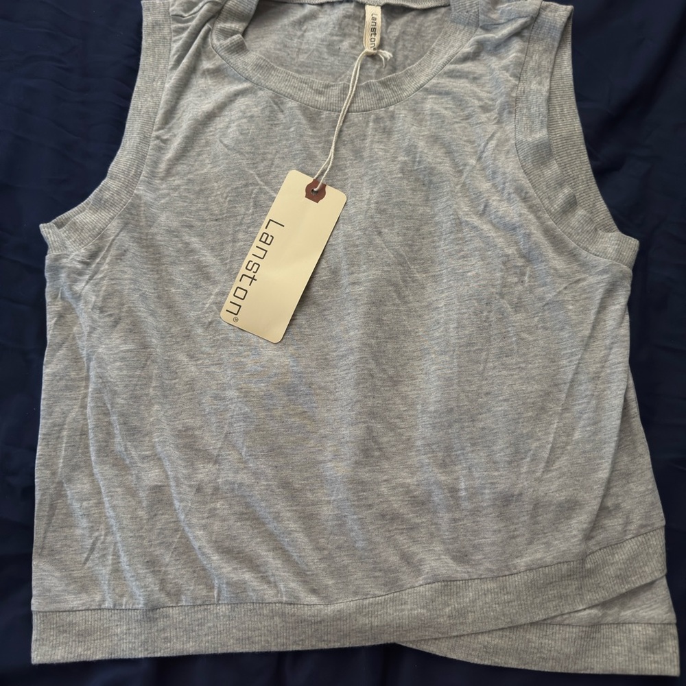 Lanston Sport Light Gray Modal Muscle Tee Small NWT